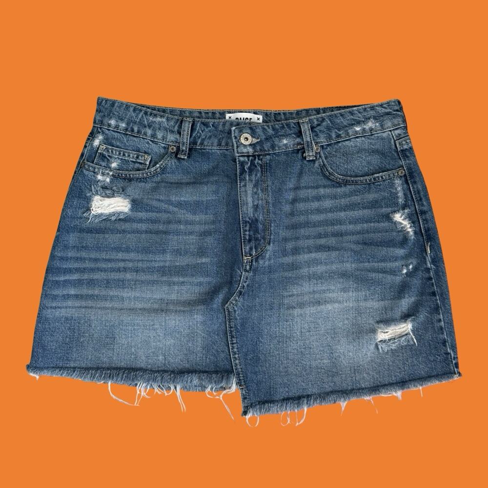Paige Denim Mini Skirt Distressed Frayed Size 30